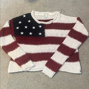 Forever 21 American flag sweater cropped small